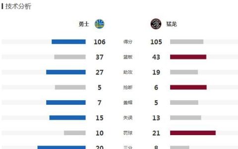 nba2019总决赛勇士与猛龙的比分