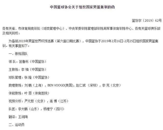 中国男篮世预赛集训名单出炉，周琦领衔5人大名单，对此你怎么看图8